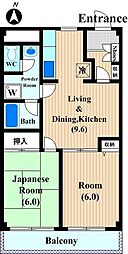 コゥジィーコート 2DKの間取図画像