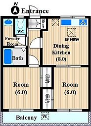 サンハイツ高山 2DKの間取図画像