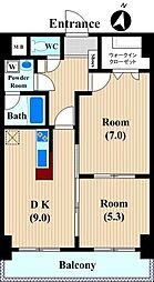 さくら坂ビル 2DKの間取図画像