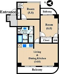 ハイツフローレンス 2LDKの間取図画像