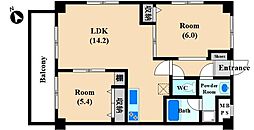 センチュリー等々力緑地 2LDKの間取図画像