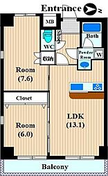 ルミエールレーヴ 2LDKの間取図画像