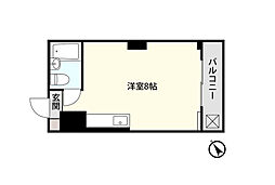 レスカールマンション ワンルームの間取図画像