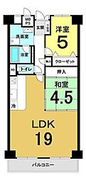 第二茨木ビューハイツ7号棟 2LDKの間取図画像