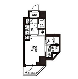 JR横浜線 新横浜駅 徒歩8分の賃貸マンション 7階1Kの間取り