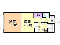 スカイパレス 1DKの間取図画像