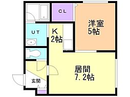 ブランノワール東区役所 1LDKの間取図画像