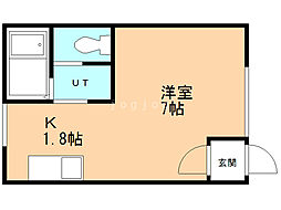 モンヴェール麻生A 1Kの間取図画像