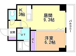レジディア札幌駅ノース 1LDKの間取図画像