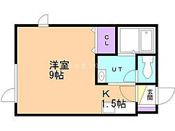 メープルN13 1Kの間取図画像