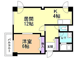 ラフィーネN18 1LDKの間取図画像