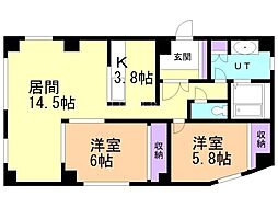 麻生ルーム 2LDKの間取図画像