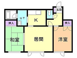 タケダ第2ビル 2LDKの間取図画像
