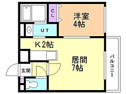 エスポアールN 1LDKの間取図画像