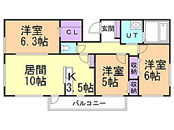 レグルス桑園 3LDKの間取図画像