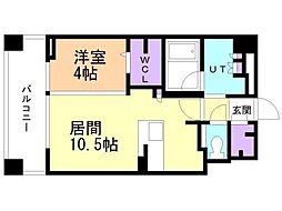 デュオヴェール札幌北大前グレイス 1LDKの間取図画像