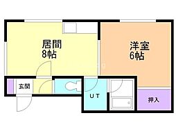 コーポソレイユ 1DKの間取図画像