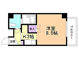 セゾン・ドゥ・ブランシェ北21条 ワンルームの間取図画像
