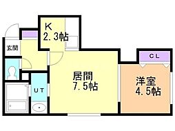 ヴィバーチェ麻生 1LDKの間取図画像