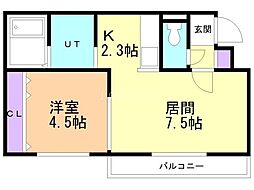 バルボーニN17 1LDKの間取図画像