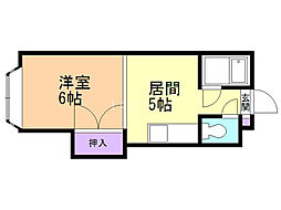 藤井ビル北10条 1DKの間取図画像