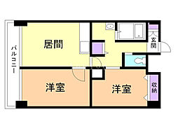 クロスポイント 2LDKの間取図画像