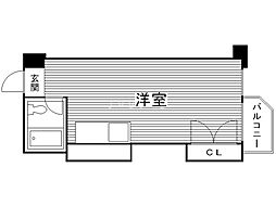 クレストコート北大前 1DKの間取図画像