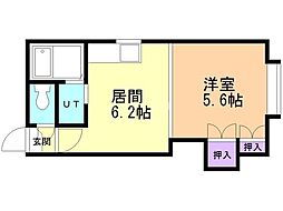 アルファルーセント 1DKの間取図画像