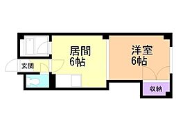 ハーベスト20 1DKの間取図画像