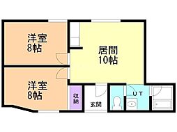 U-1レンセイカイビル 2LDKの間取図画像