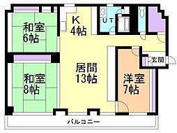 梅ノ木ビル 3LDKの間取図画像