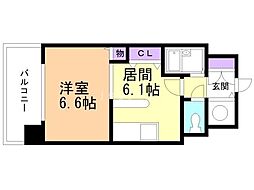 トーワ・ビルデンス 1DKの間取図画像