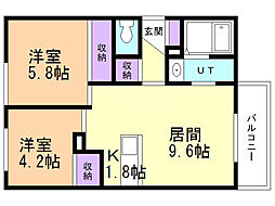 アシルル新川 2LDKの間取図画像