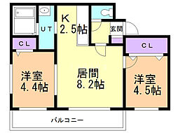 アルバグランデアサブ 2LDKの間取図画像