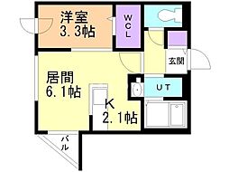 札幌市北区北二十五条西5丁目マンション 1LDKの間取図画像