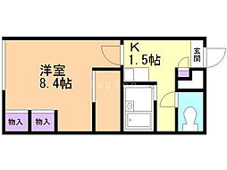 レオパレスグレイス 1Kの間取図画像