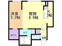ゼスティN32 1LDKの間取図画像