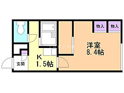 レオパレスサンブリッジ9 1Kの間取図画像