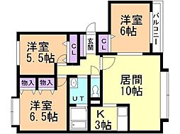 プレアデス篠路 3LDKの間取図画像
