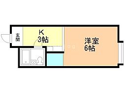 チサンマンション札幌第一 1Kの間取図画像
