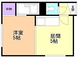グランツール北26条 1DKの間取図画像