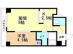 アムール麻生 1LDKの間取図画像