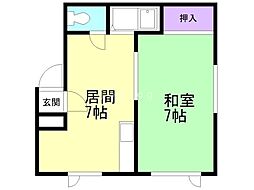 リバージュヴィラ24 1DKの間取図画像