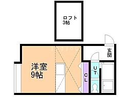 サウスソニア115 2階ワンルームの間取り