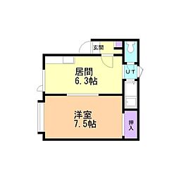 リバージュヴィラ24 1DKの間取図画像