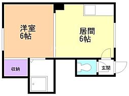 シャトー麻生 1DKの間取図画像
