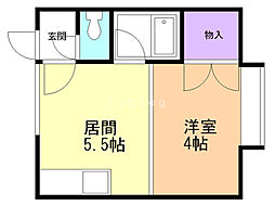 M・Nハイツ3 1DKの間取図画像