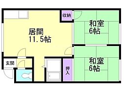 アーバンハウス1 2LDKの間取図画像