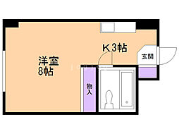 三共ハイツ 2階1Kの間取り