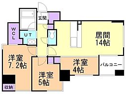 ラ・クラッセ札幌ステーションリミテッド 8階3LDKの間取り